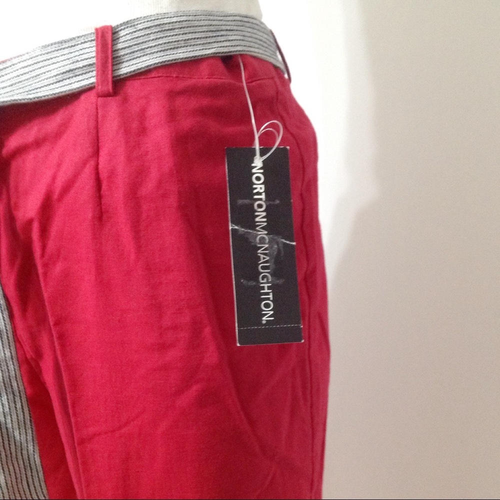 Norton McNaughton Red Capris with Striped Belt - Picture 5 of 8